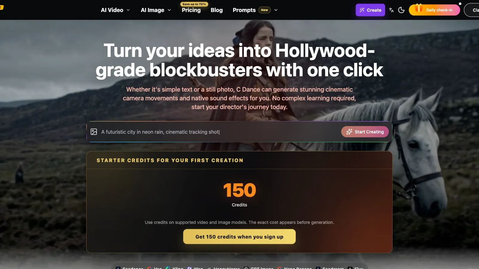 The C Dance AI homepage at cdance.ai