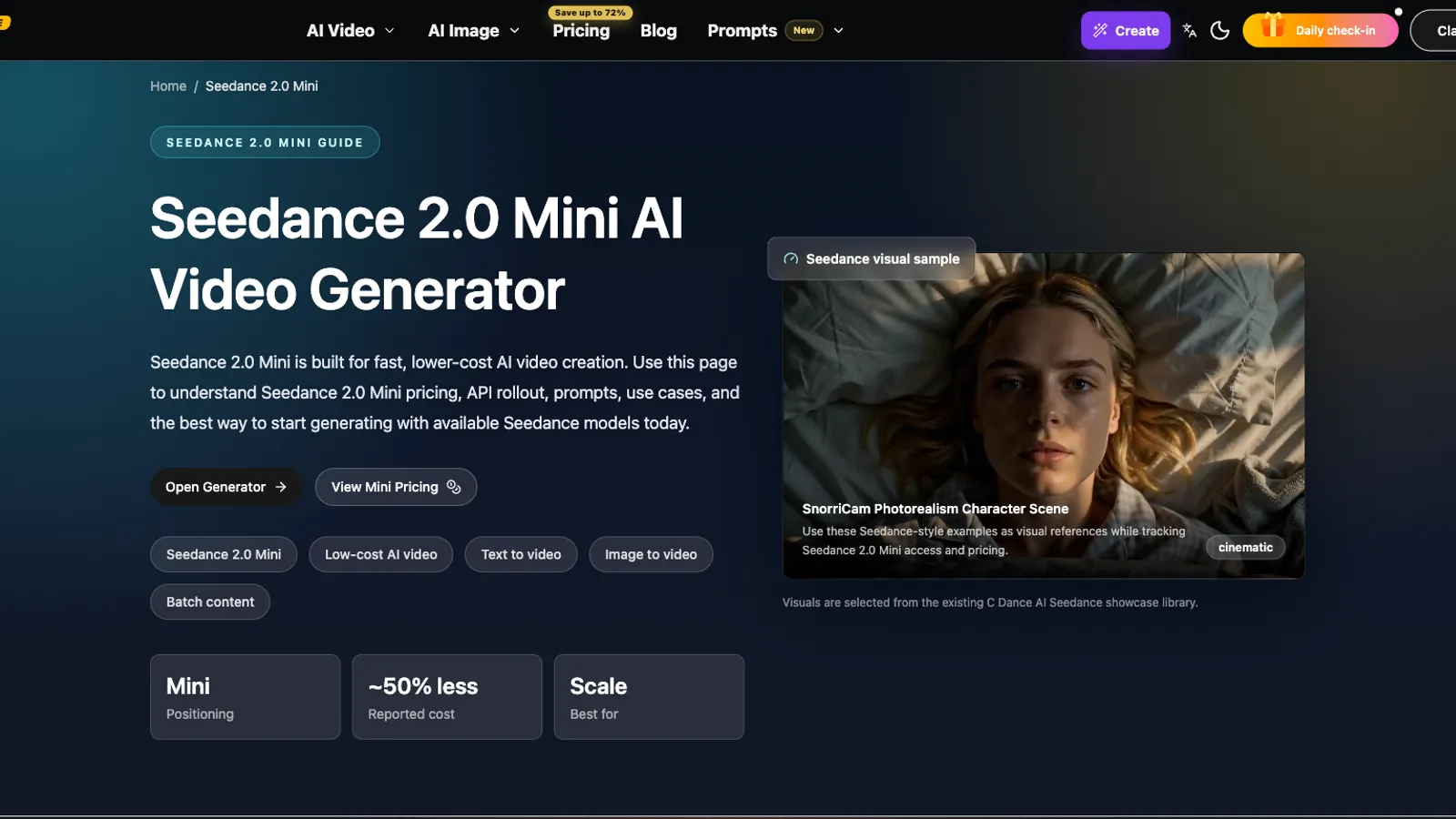 C Dance AI Seedance 2 Mini model page