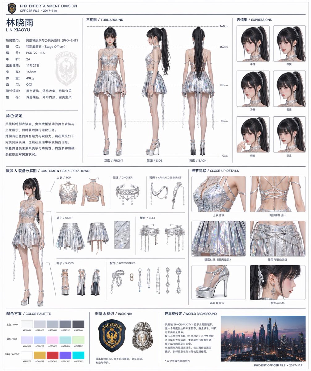 AI image example generated from the "Official Style Character Concept Sheet Prompt" GPT Image 2 prompt: A comprehensive template for generating character reference sheets…