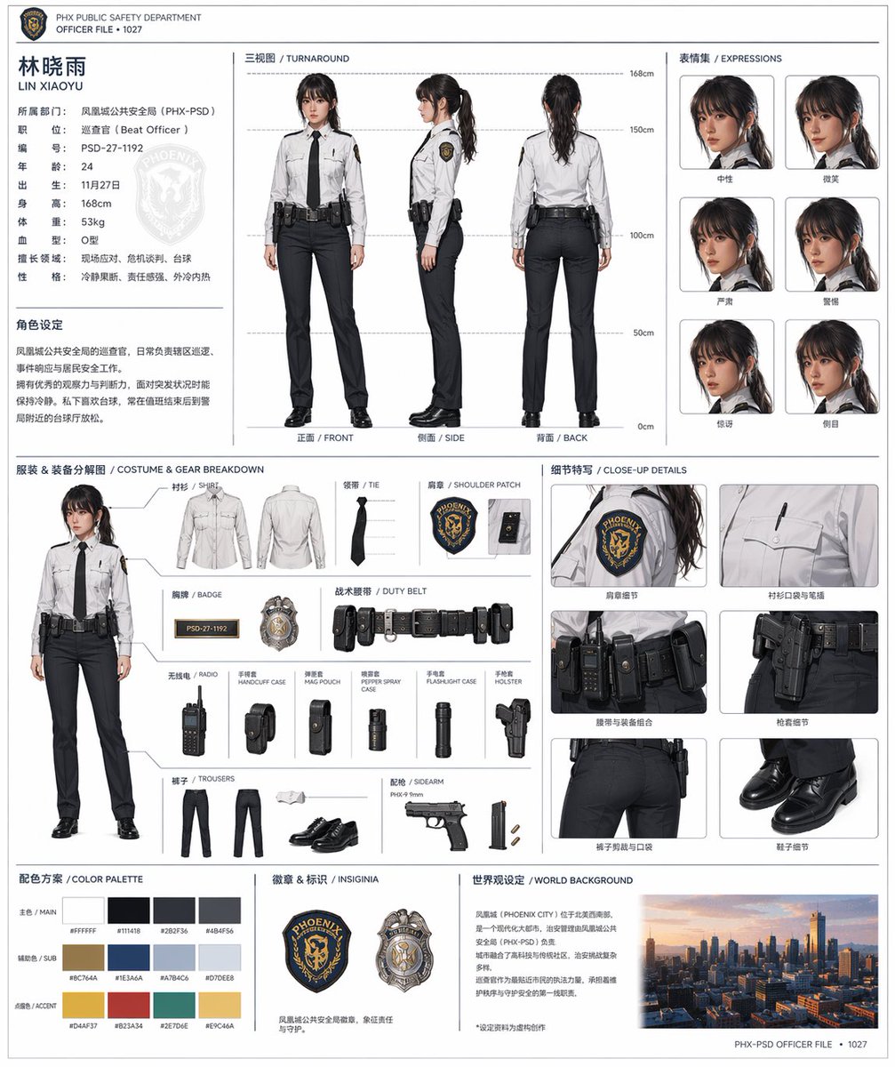 AI image example generated from the "Official Style Character Concept Sheet Prompt" GPT Image 2 prompt, variation 2: A comprehensive template for generating character reference…