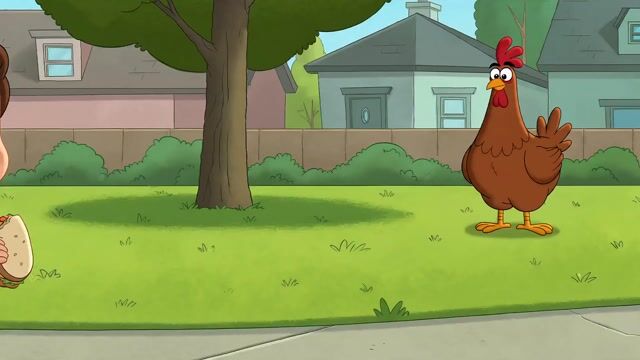 Cartoon Child and Chicken Chase