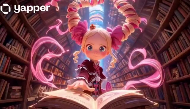Pixar-Style Magical Girl in Library